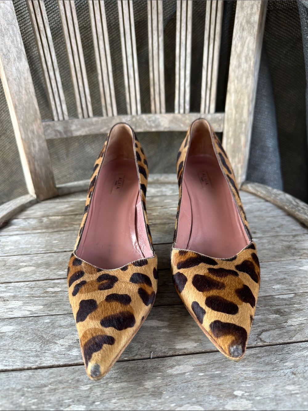 Azzedine Alaia Leopard-Pony hair Pointed-Toe Heels - Brown & Black 39 - Picture 2 of 15